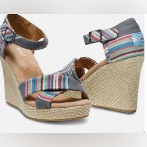 Toms Stripe gray multi color espadrilles 6.5M